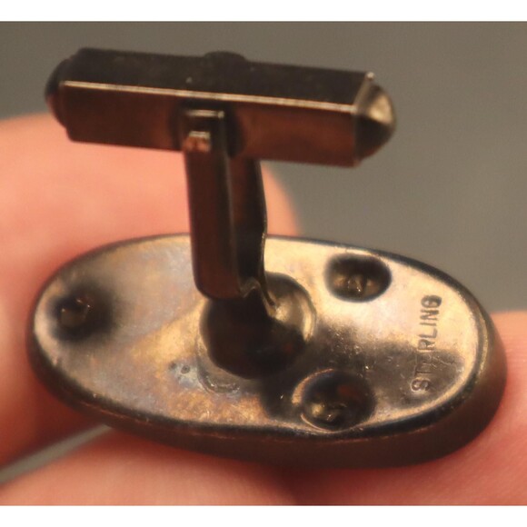 Sterling Japanese Sandal Cuff Links Engraved Zori Japanned - Picture 5 of 5